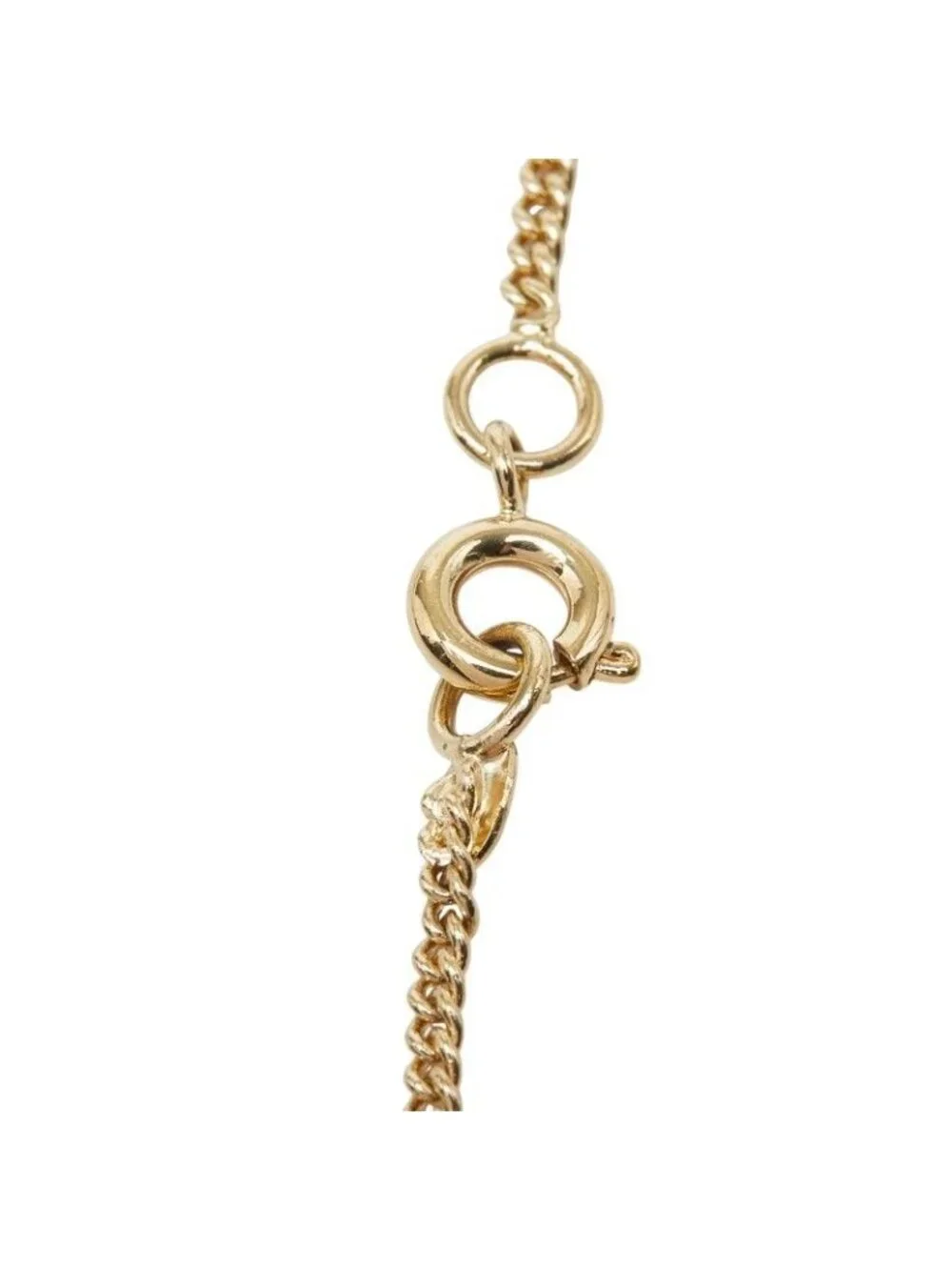 Chanel CC Logo Heart Key Necklace Gold Pink Plated Rhinestone